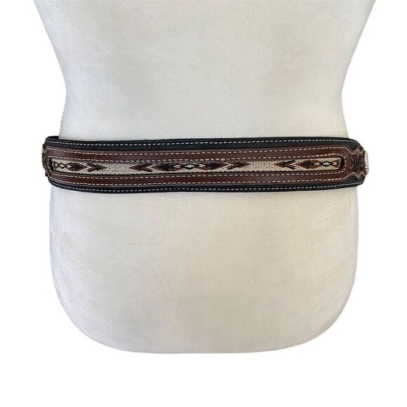 Vintage Nocona Western Leather Belt Brown Unisex Adjustable 36 - Picture 1 of 6